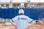 Reviewing progress of first indoor athletic stadium project